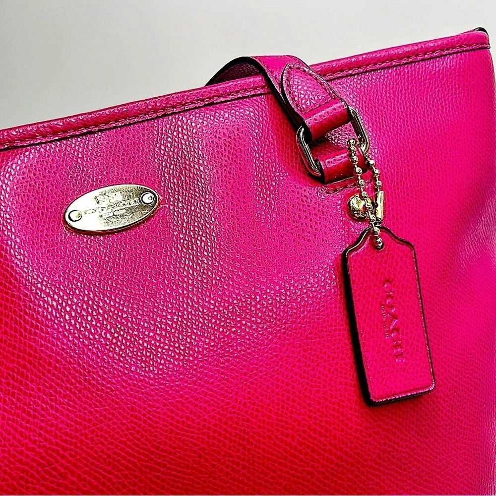 COACH Crossgrain Pink Leather Tote Bag